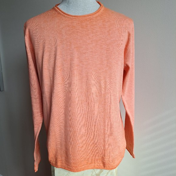 NWT Men's Gionfriddo 100% Cotton Italian Crew Neck Orange Shirt Sweater Size L - Picture 5 of 9